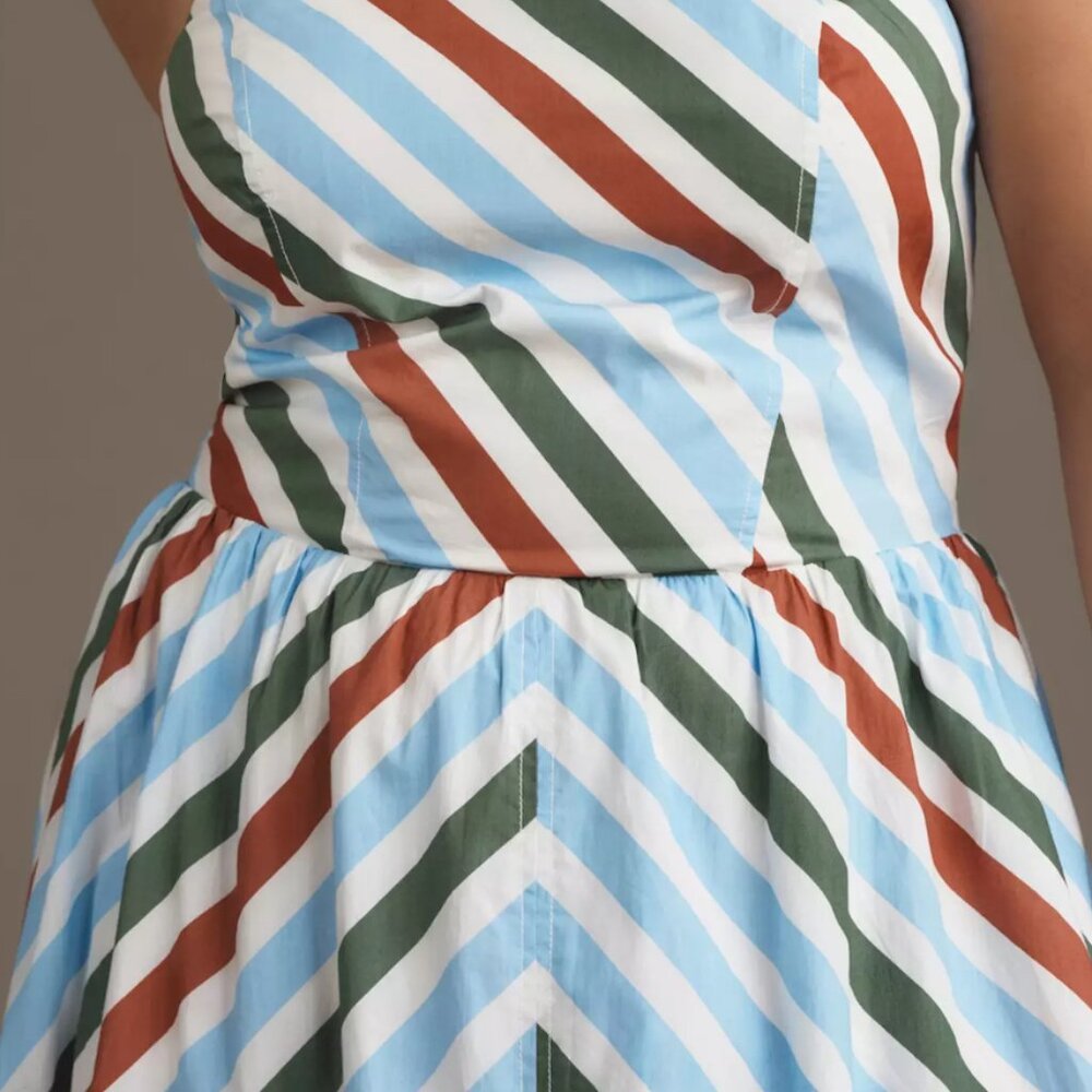 ANTHROPOLOGIE | Maeve | Cotton Halter Midi Chevron Multi Stripe Sundress | NWT - Picture 7 of 7